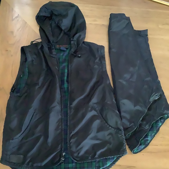 RRL Ralph Ralph Lauren Jacket black Hooded Zip removable sleeves XS - Picture 9 of 14